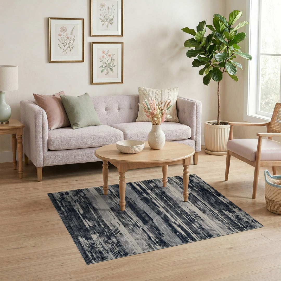 Distressed Vintage Black and White Black White Distressed Striped Area Rug