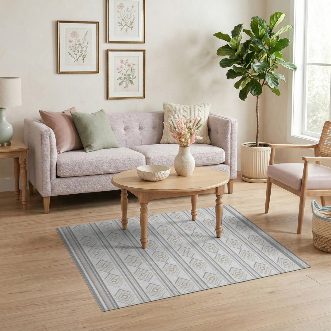 Geometric Modern Beige and Neutral Geometric Diamond Area Rug