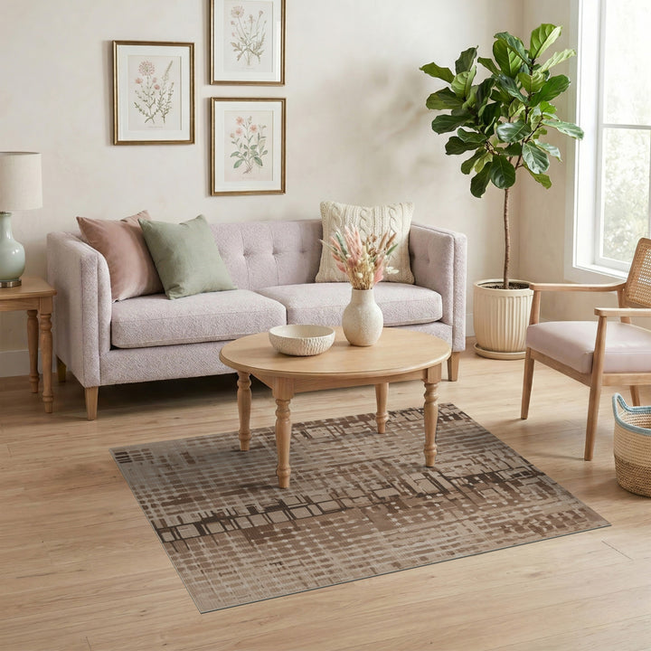 Brown Abstract Block Area Rug