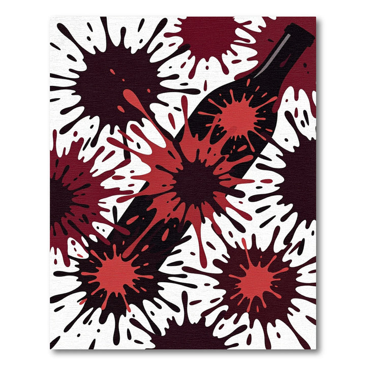 Crimson Splatter Wine Bottle Abstract Rug