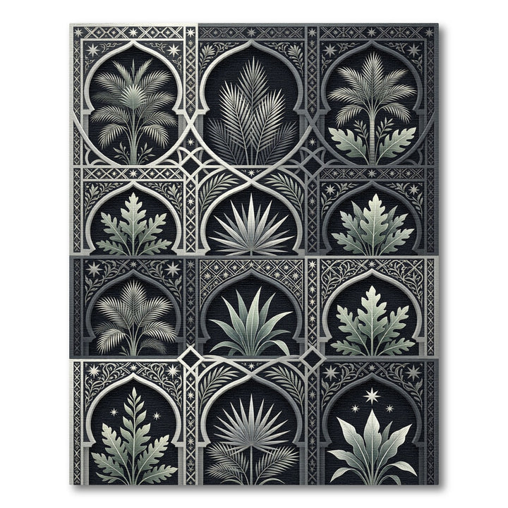 Elegant Monochromatic Archway Botanical Rug