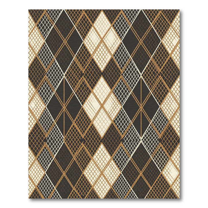 Brown Cream Diamond Net Rug