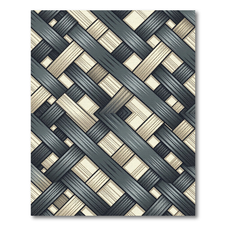 Deep Blue Woven Texture Interlock Rug