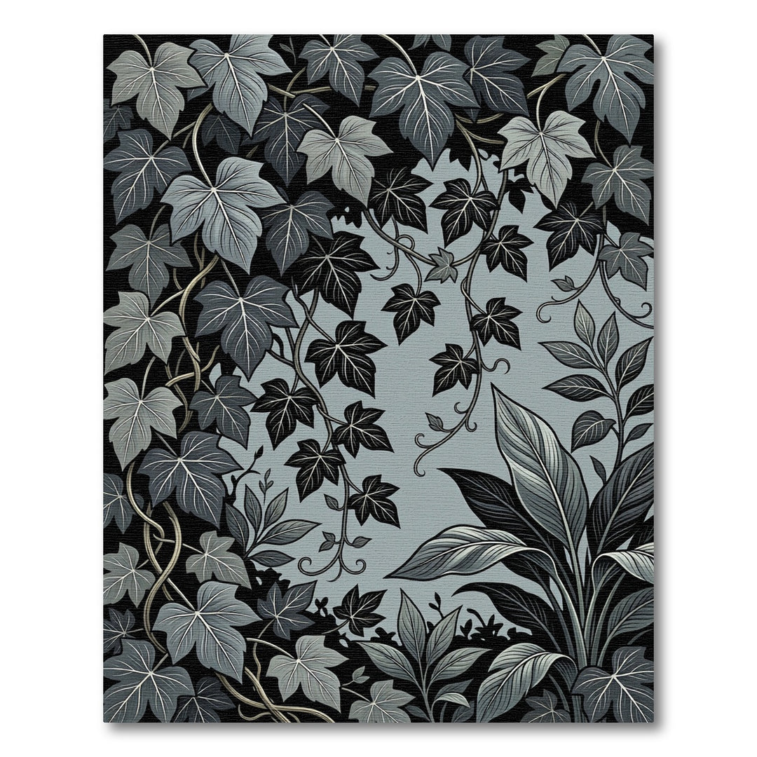 Monochromatic Ivy Vine Leaves Rug