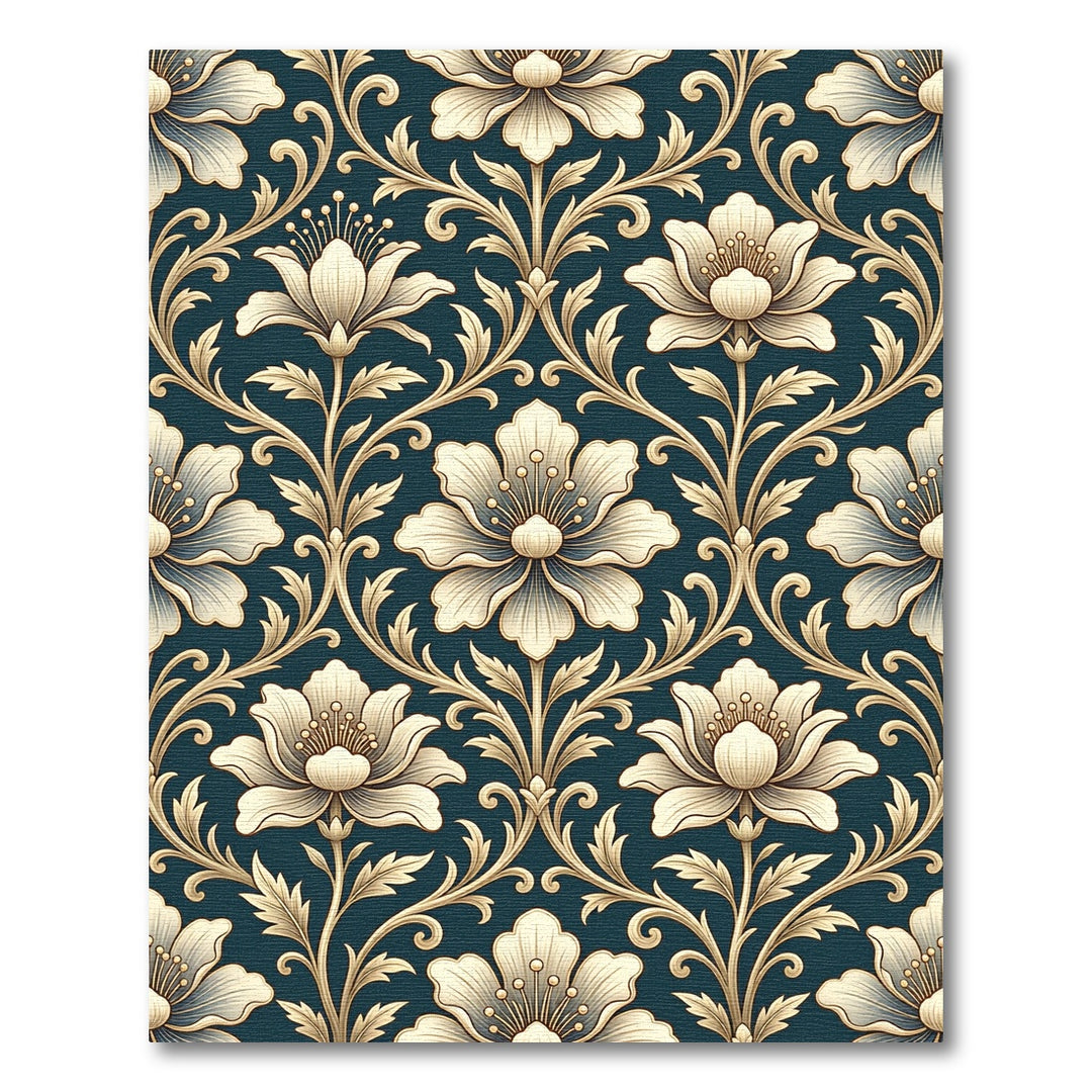 Vintage Gold Floral Damask Rug