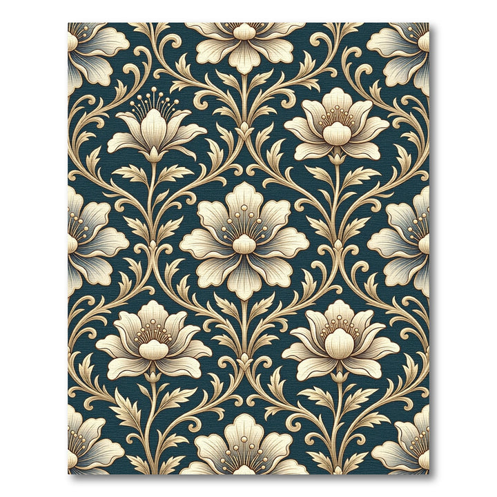 Vintage Gold Floral Damask Rug