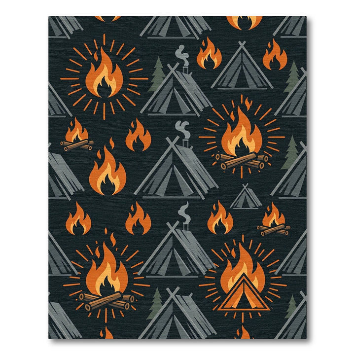 Campfire Orange Tent Geometric Rug