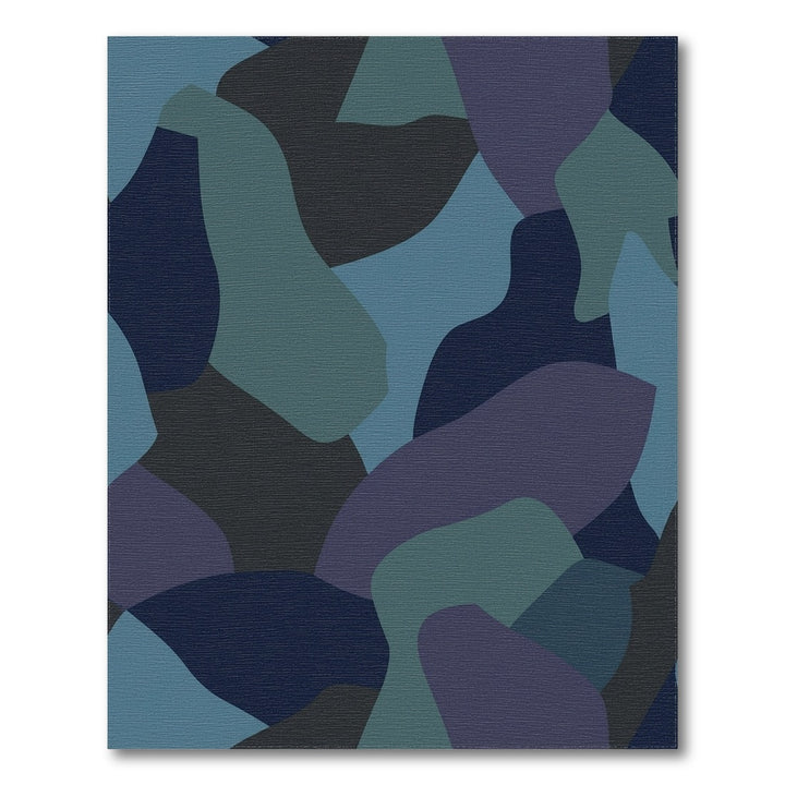 Deep Blue Abstract Camouflage Shapes Rug