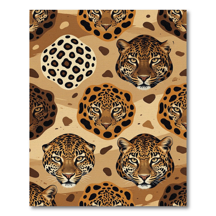 Leopard Face Brown Abstract Rug