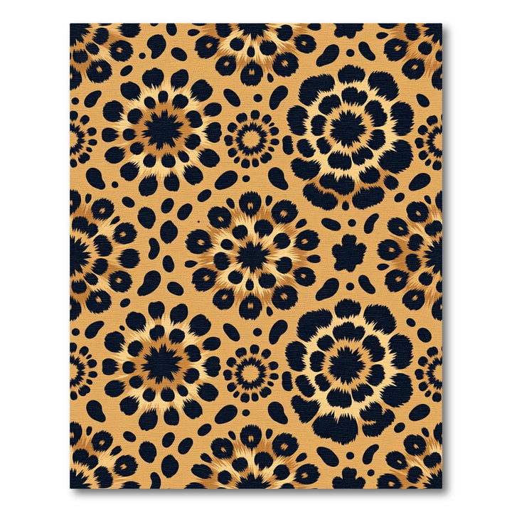 Golden Leopard Floral Bloom Rug
