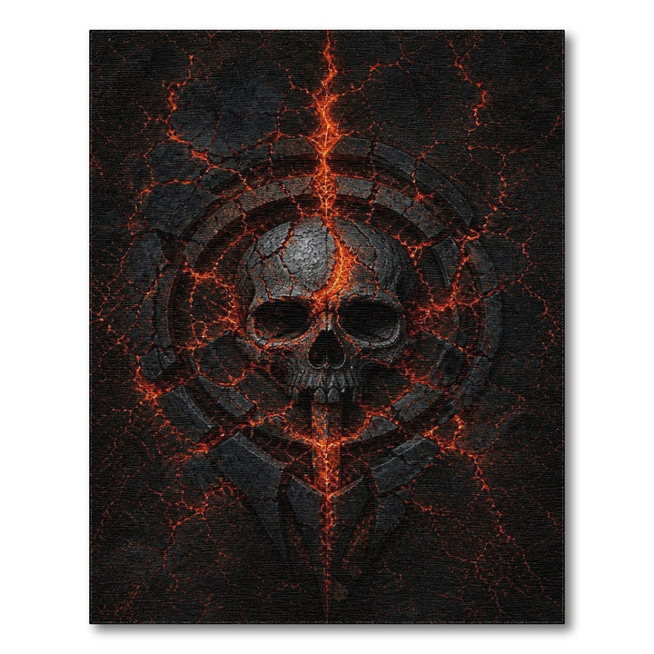 Dark Skull Dagger Lava Cracked Area Rug