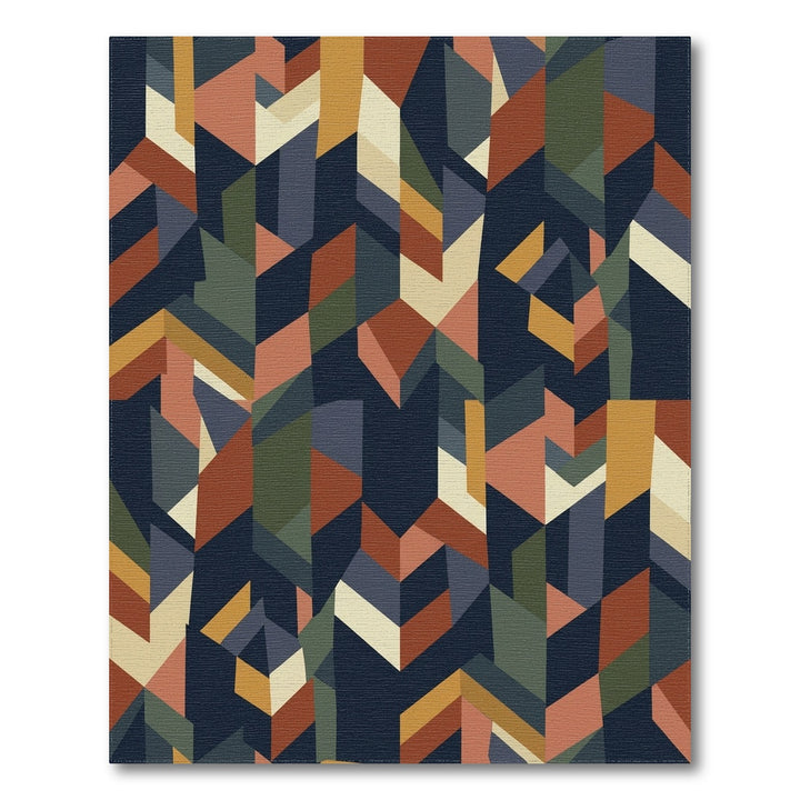 Earthy Geometric Fragment Collage Rug