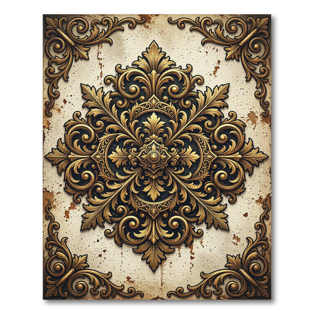 Ornate Golden Acanthus Floral Rug