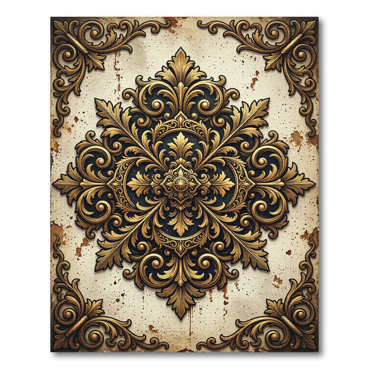 Ornate Golden Acanthus Floral Rug