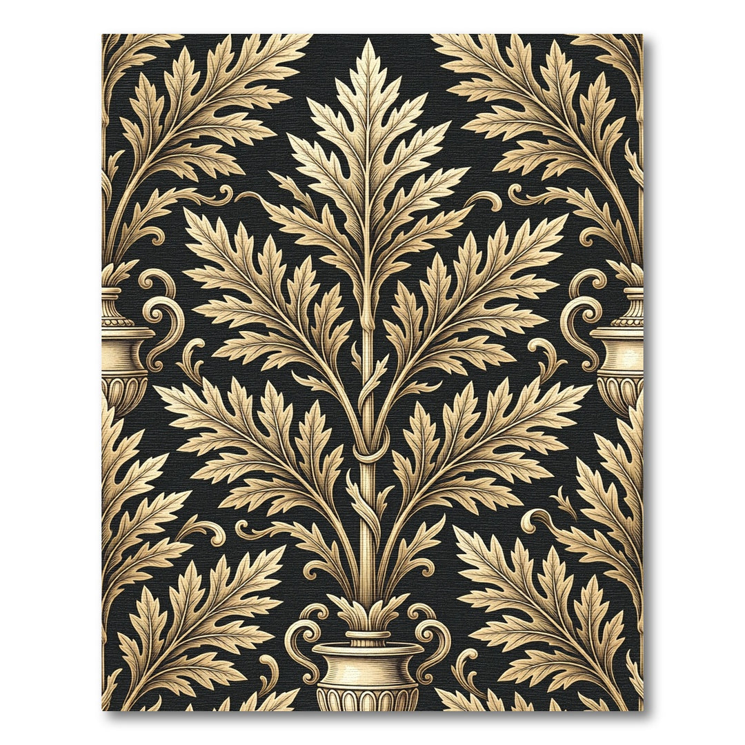 Elegant Gold Acanthus Leaf Rug