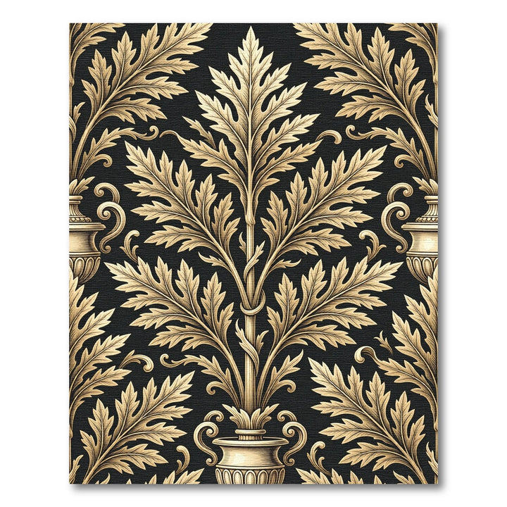 Elegant Gold Acanthus Leaf Rug