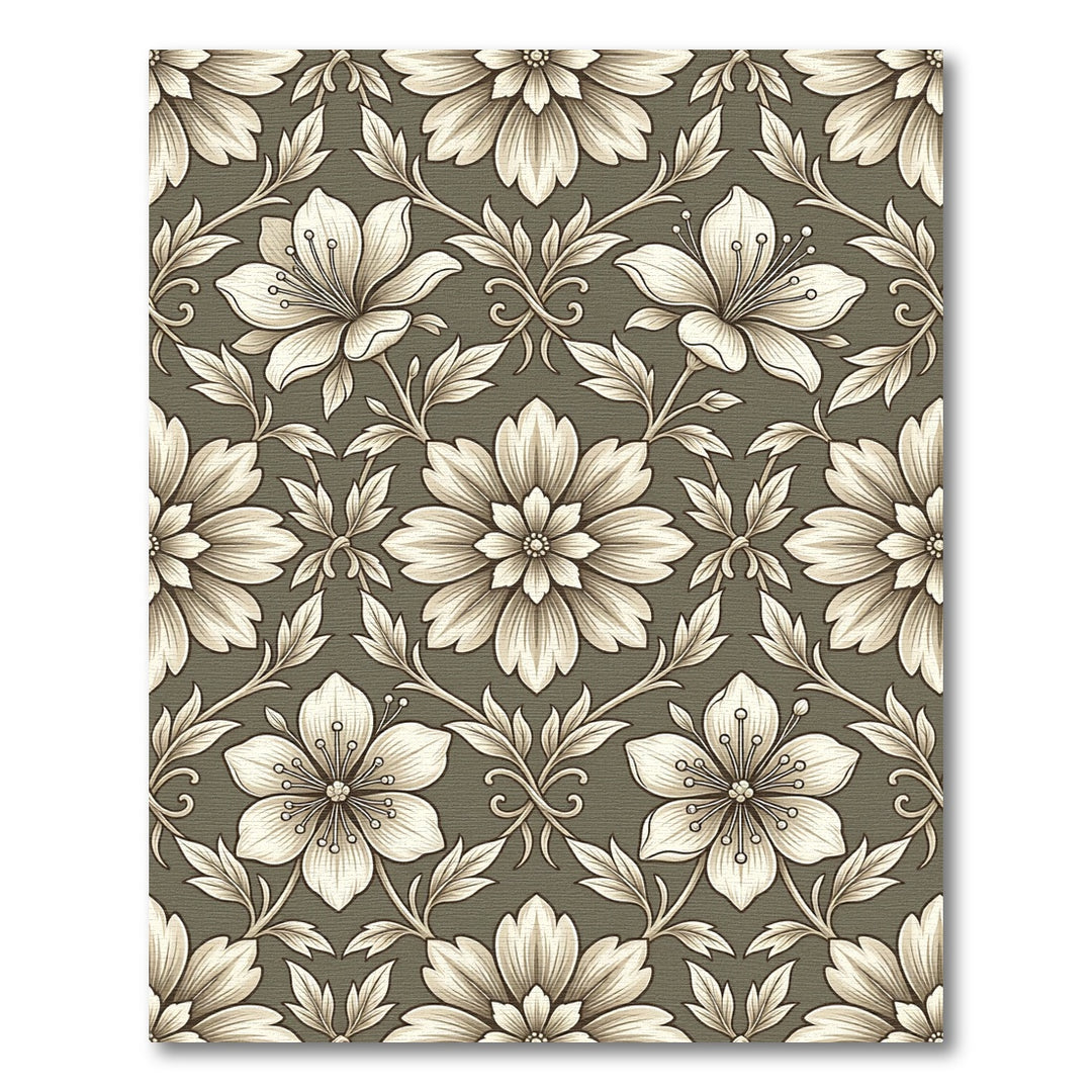 Antique Beige Floral Vinery Rug