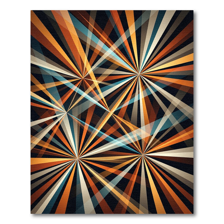 Radiant Orange Teal Burst Rays Rug