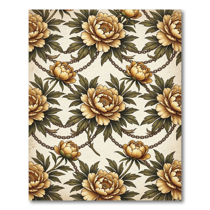 Golden Peony Chain Floral Rug
