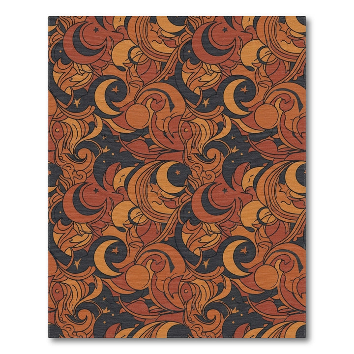 Celestial Crescent Moons Stars Swirls Rug