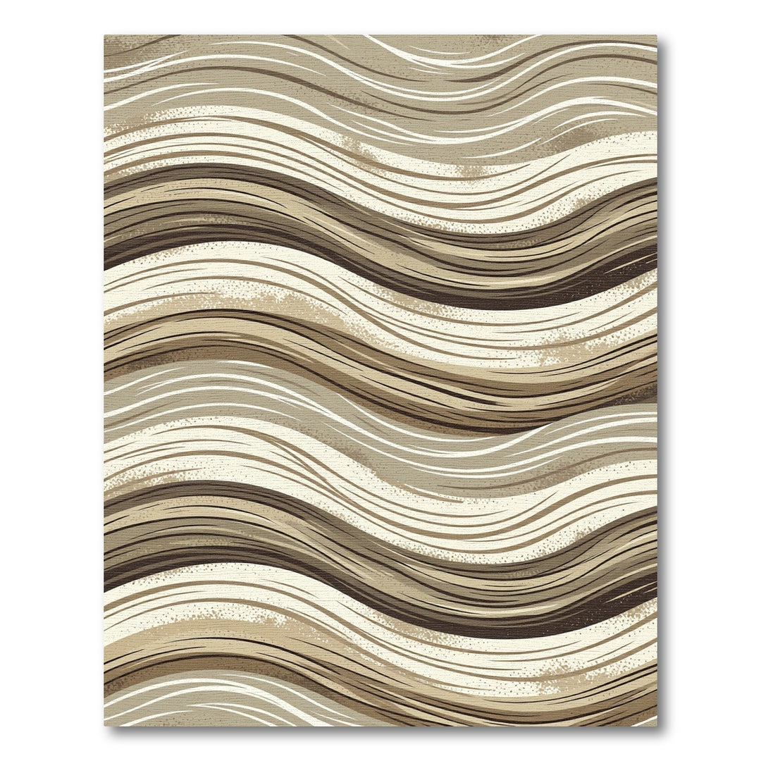 Wavy Brown Beige Neutral Lines Rug
