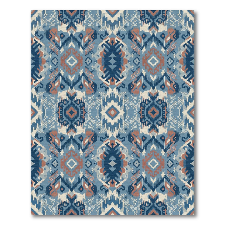 Blue Rusty Geometric Tribal Rug