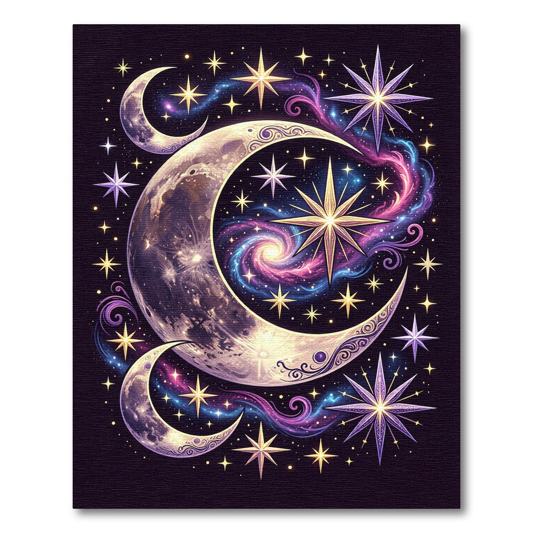 Celestial Moon Starry Galaxy Rug