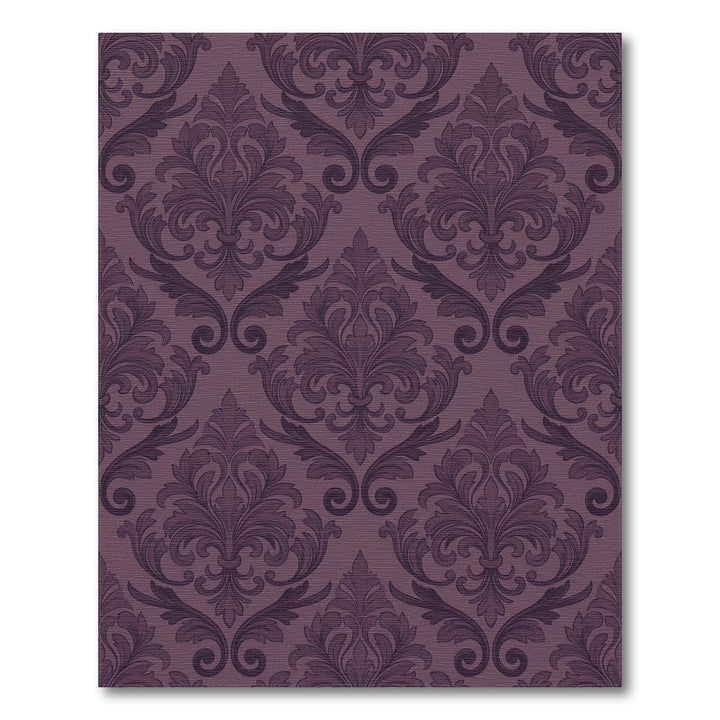 Ornate Plum Damask Flourish Rug