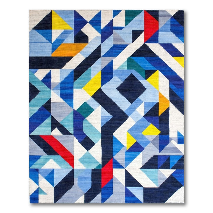 Blue Geometric Modern Area Rug