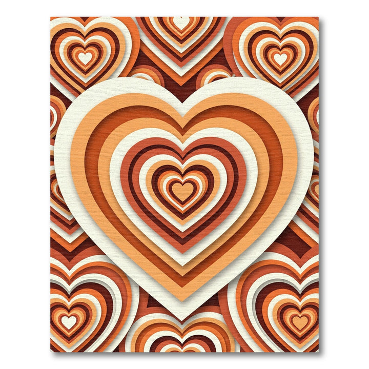 Retro Orange Layered Heart Rug