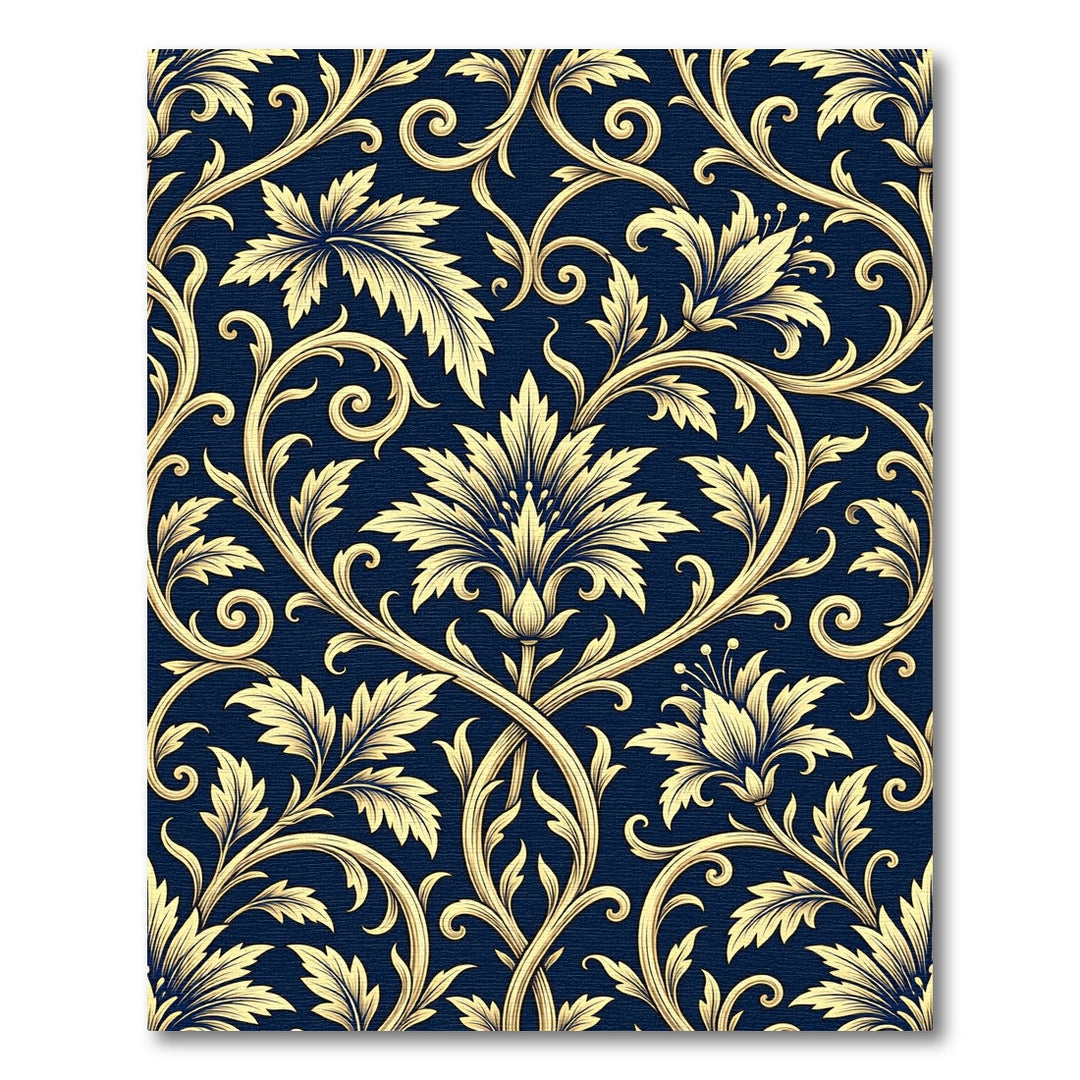 Elegant Gold Flourish Navy Rug