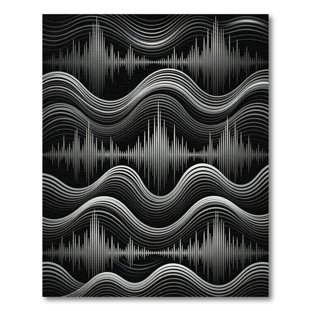 Dynamic Silver Wave Visualizer Rug
