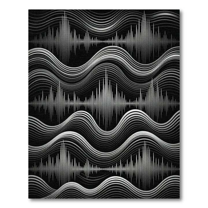 Dynamic Silver Wave Visualizer Rug