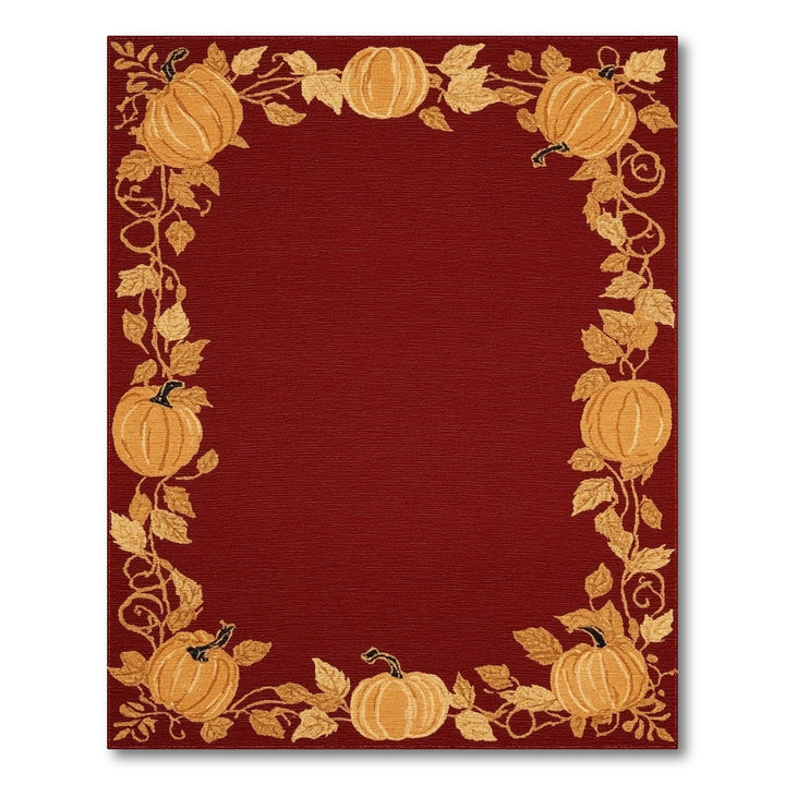 Red Pumpkin Border Area Rug