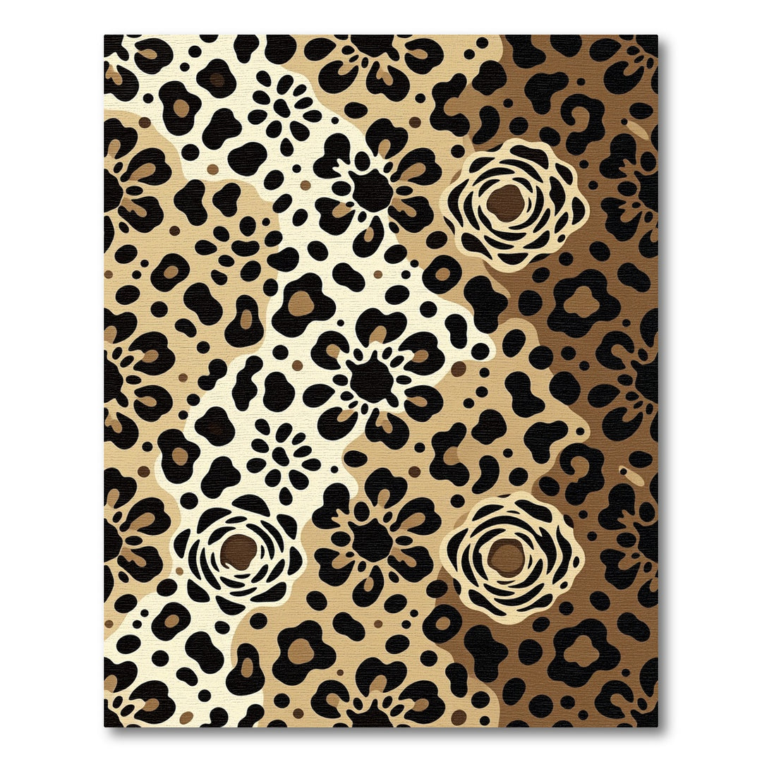 Golden Leopard Floral Arrangement Rug