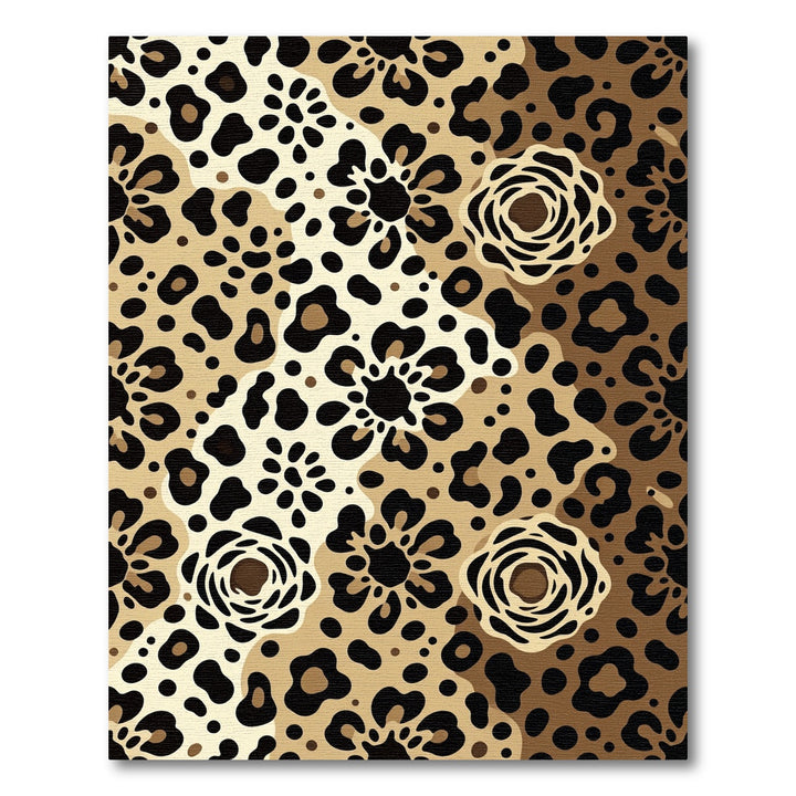 Golden Leopard Floral Arrangement Rug