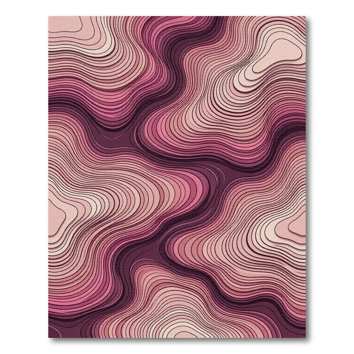 Mauve Pink Flowing Contour Waves Rug