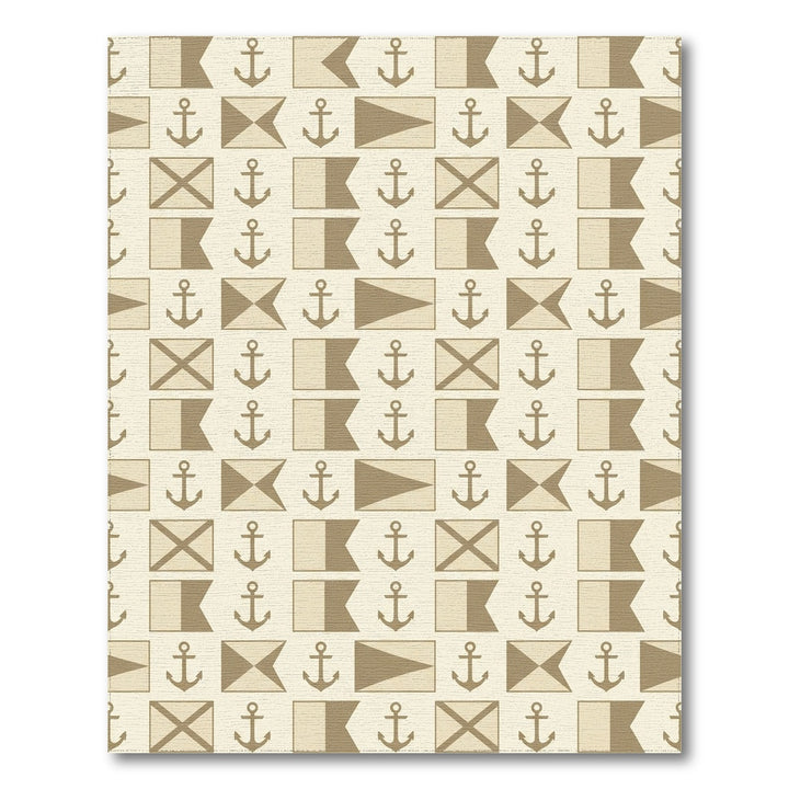 Tan Nautical Flag Anchor Repeat Rug