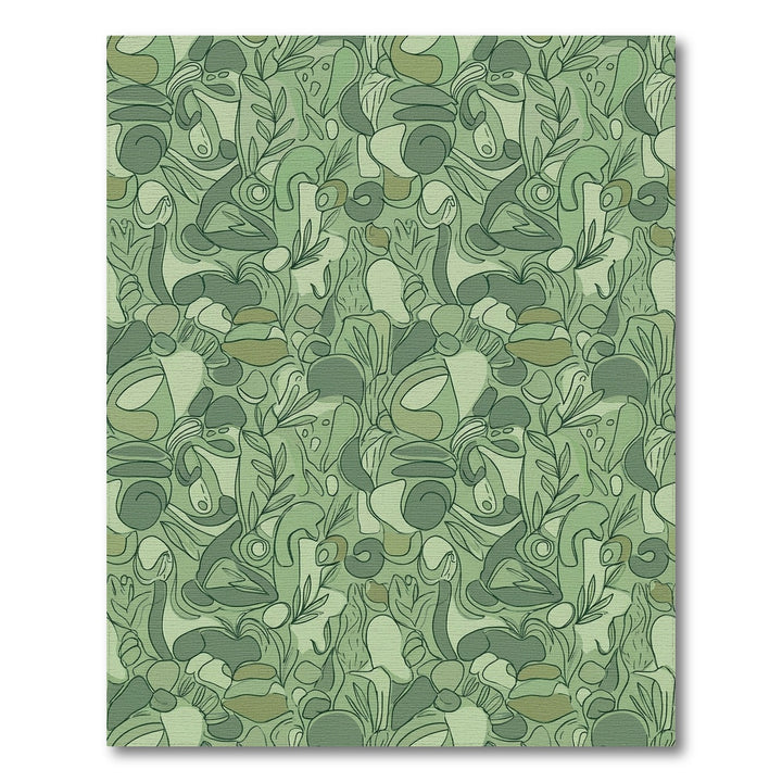 Earthy Green Organic Abstract Foliage Rug