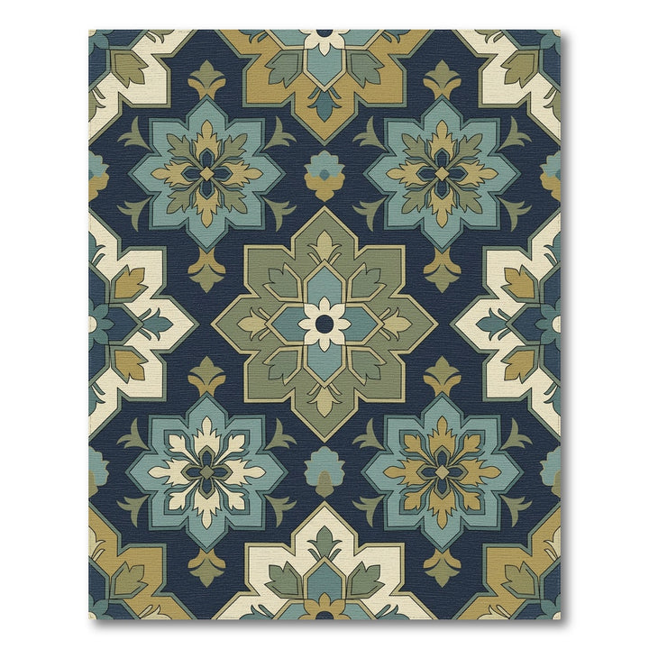 Deep Blue Medallion Garden Rug