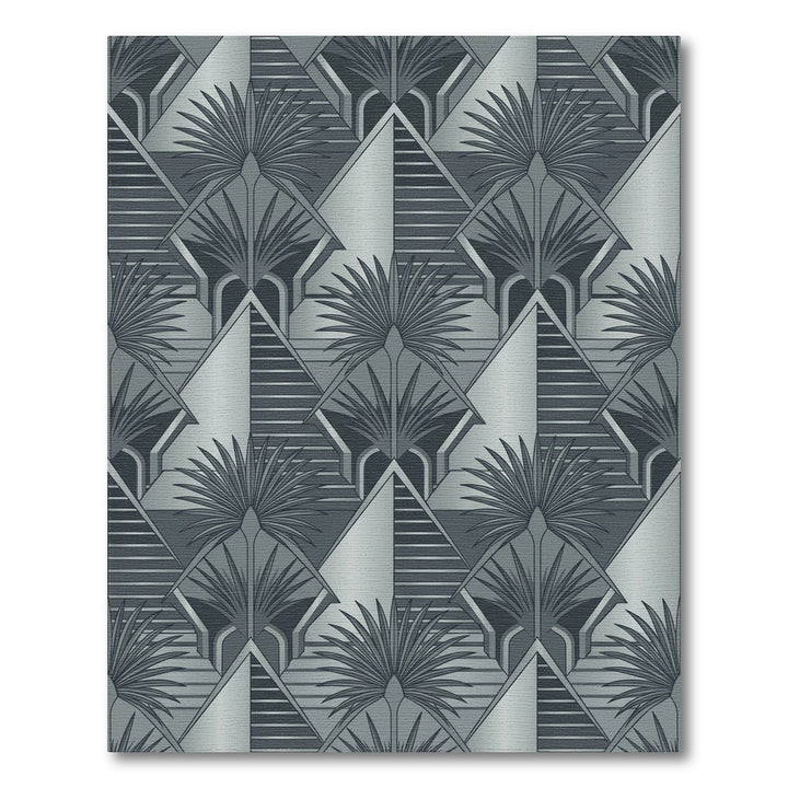 Art Deco Gray Geometric Fan Rug