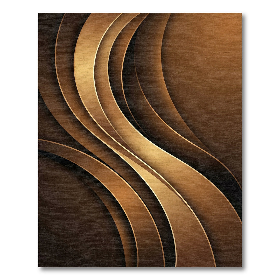 Golden Brown Layered Swirl Rug