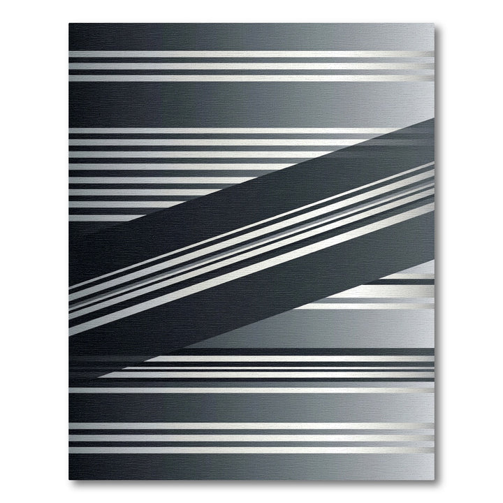 Modern Silver Gradient Geometric Stripe Rug