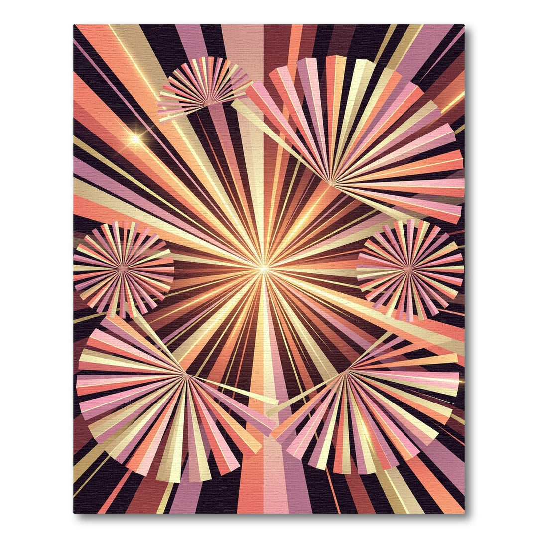 Retro Sunburst Fanburst Composition Rug