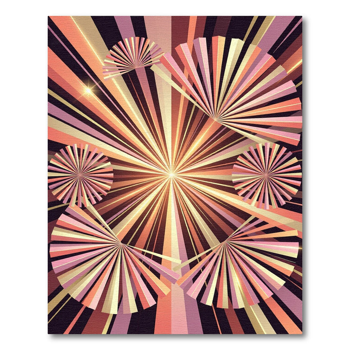 Retro Sunburst Fanburst Composition Rug