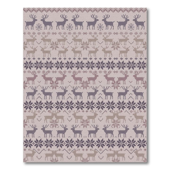 Winter Deer Snowflake Knit Texture Rug