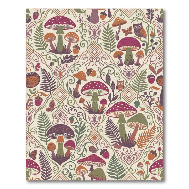 Whimsical Earthy Forest Mushroom Meadow Rug