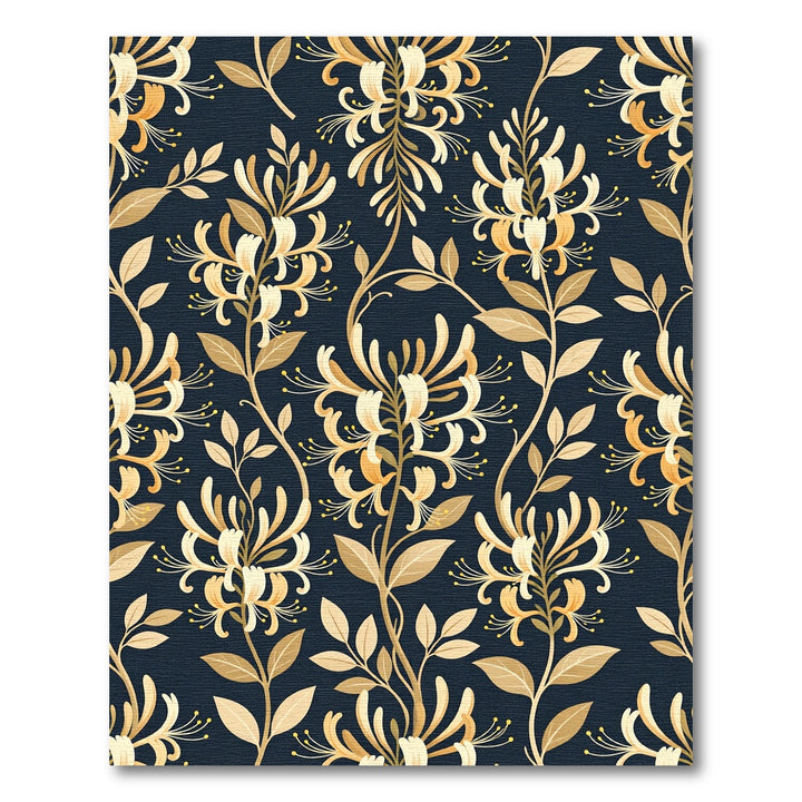 Golden Honeysuckle Vine Navy Rug