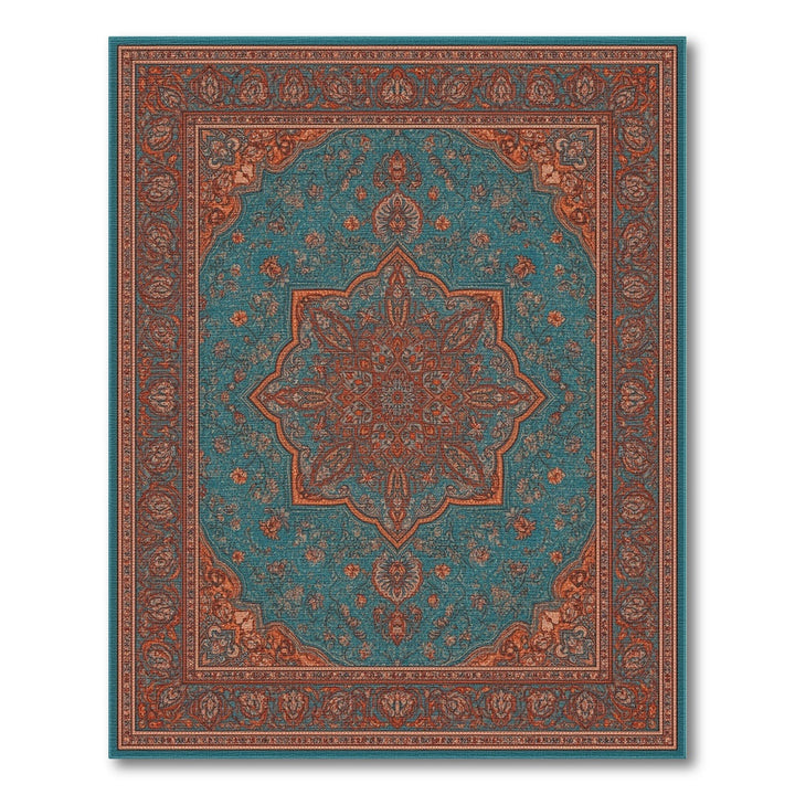 Traditional Persian Blue Teal Traditional Persian Medallion Area Rug