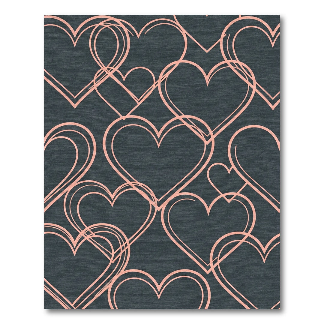 Pink Hearts Dark Gray Abstract Rug
